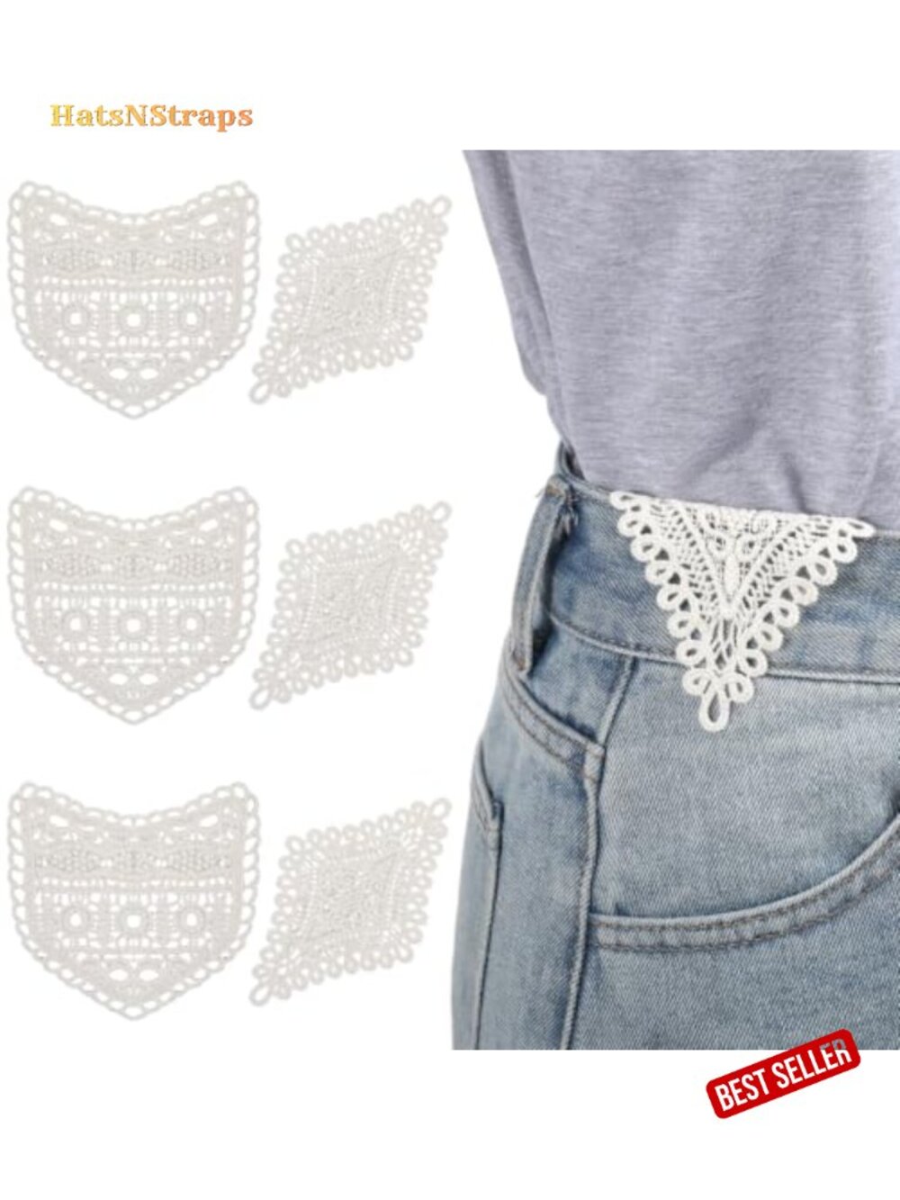 6 Pcs Lace Waist Extenders for Jeans Trousers Skirts, Cotton